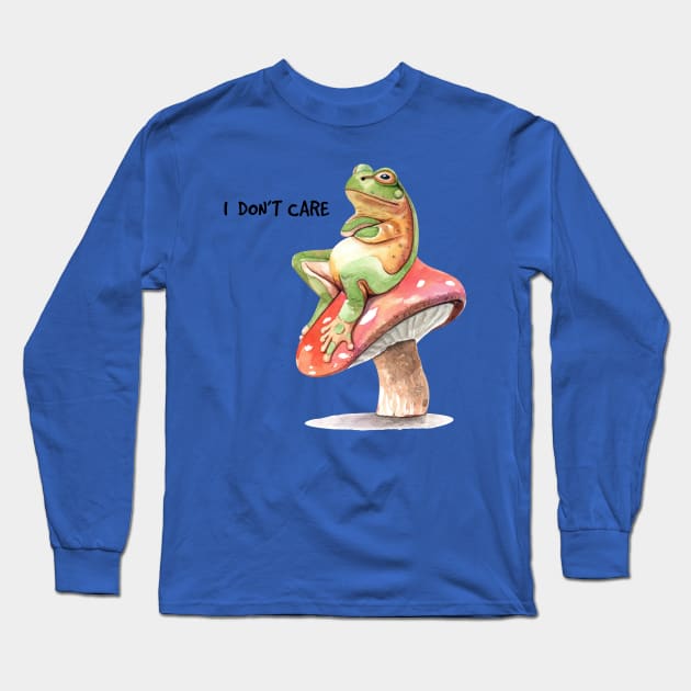 frog I don t care Long Sleeve T-Shirt by Mako Design 